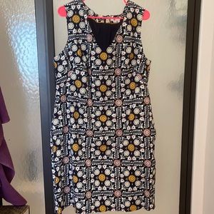 Boden Navy patterned dress with pockets!
